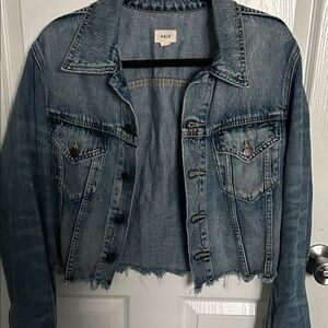 Able Blue Denim Jacket with Frayed Hem
